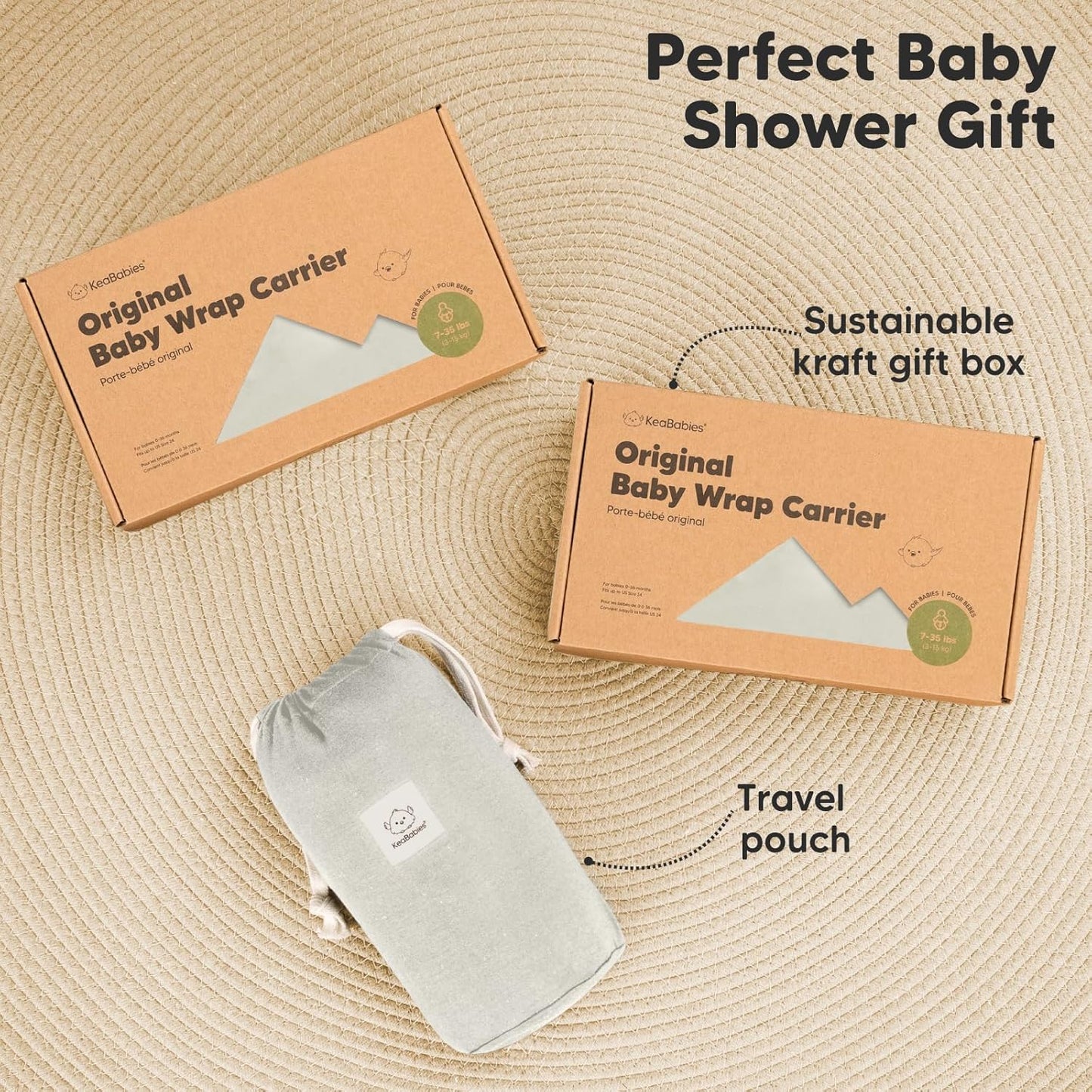 KeaBabies Baby Wrap Carrier - All in 1 Original Baby Carrier Newborn To Toddler Sling, Easy to Wear, Hands Free Bonding, Lightweight, Breathable Infant Wraps (Trendy Black)