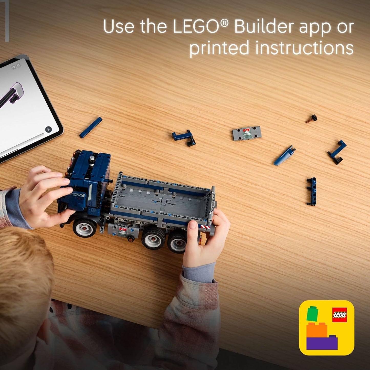Tipping Dump Truck Building Toy | Construction Truck Model Kit | Engineering Vehicle Playset | Interlocking Building Blocks | Kids Construction Toy - PuriLite