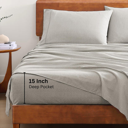 Lane Linen 100% Organic Cotton Queen Sheet Set, 4-Piece Percale Bed Sheets for Queen Bed - Soft, Breathable, Hypoallergenic, Deep Pocket Fits Mattress Up to 15" Deep, Hotel Quality Sheets - White