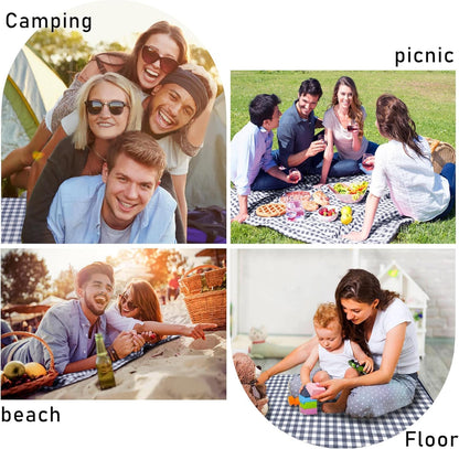 SAMSIER Large Outdoor Picnic Blankets Waterproof Foldable, Beach Blanket Sandproof Portable, Cute Picnic Mat Washable (Navy Blue, 60"×80")