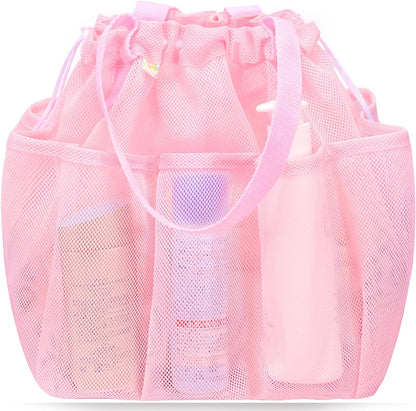 famichan Mesh Shower Caddy Portable, Dorm Room Essentials for College Students, Large Capacity with 8 Pockets Shower Bag for Camping,Swimming,Gym,Travel