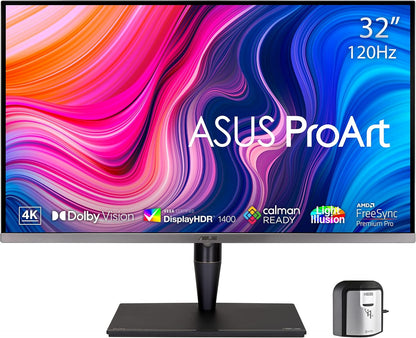 ASUS ProArt Display PA279CV 27” 4K HDR UHD (3840 x 2160) Monitor, IPS, 100% sRGB/Rec. 709, ΔE < 2, USB-C DisplayPort HDMI USB hub, Calman Verified, Eye Care, Tilt Pivot Swivel Height Adjustable