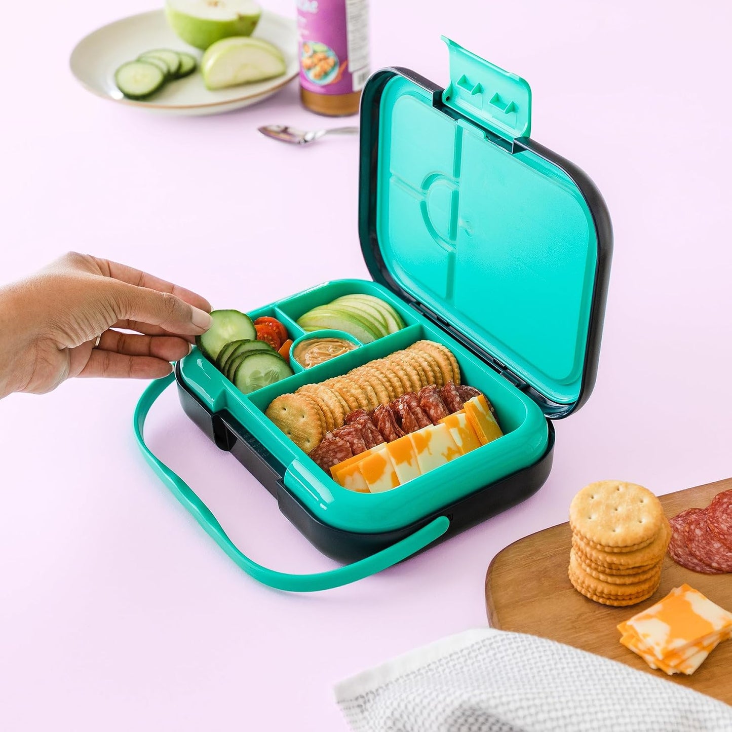 BOZ Kids Bento Lunch Box - 4 Compartment Kids Lunch Containers for Ages 3 to 7 - Leak Proof, Dishwasher Safe