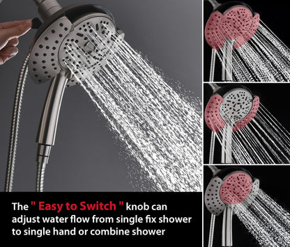 GRICH Shower Heads with Hand Held Spray: 9 Modes High Pressure Shower Head & Rain Shower Head, 2 in 1 Anti-Leak Shower Head with Hose, Height/Angle Adjustable, cUPC Certification Approved