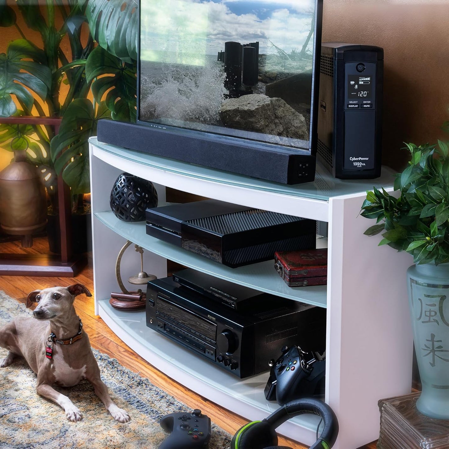 CyberPower CP1500AVRLCD3 Intelligent LCD UPS System, 1500VA/900W, 12 Outlets, 2 USB Ports, AVR, Mini Tower, Black