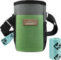 LIOOPET Dog Treat Pouch - Fashionable Green & Grey Design - Large Capacity Treat Bag for Walks, Outdoor Activities, Travel & Training - Includes 1 Poop Bag