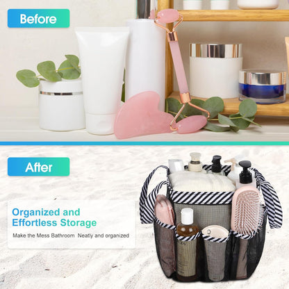 Attmu Mesh Shower Caddy Portable for College Dorm Room Essentials with 8 Pockets, Hanging Shower Caddy Basket Tote Bag Toiletry Accessories for Bathroom
