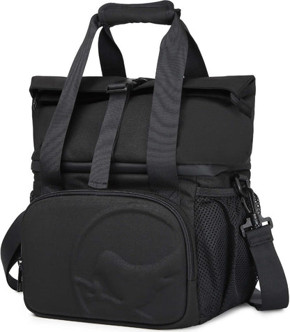 SUNNY BIRD Dual Compartment Lunch Bag Insulated Lunch Box for Women and Men (Green with Boho Strap)