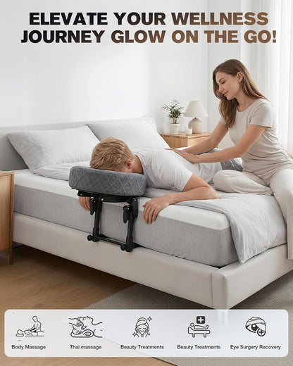 Massage Headrest for Bed, Massage Face Cradle for Bed, Adjustable 18" Height Bed Massage Head Holder, for Home Salon Spa Massage Table, Comfortable Face Down Pillow After Eye Surgery