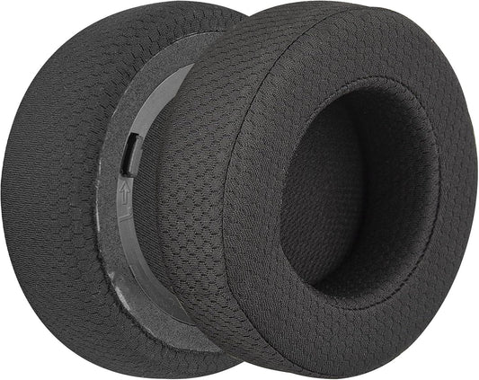 Geekria Comfort Mesh Fabric Replacement Ear Pads for Corsair Virtuoso RGB/Wireless SE/Wireless XT Headphones Ear Cushions, Repair Parts (Black) - PuriLite