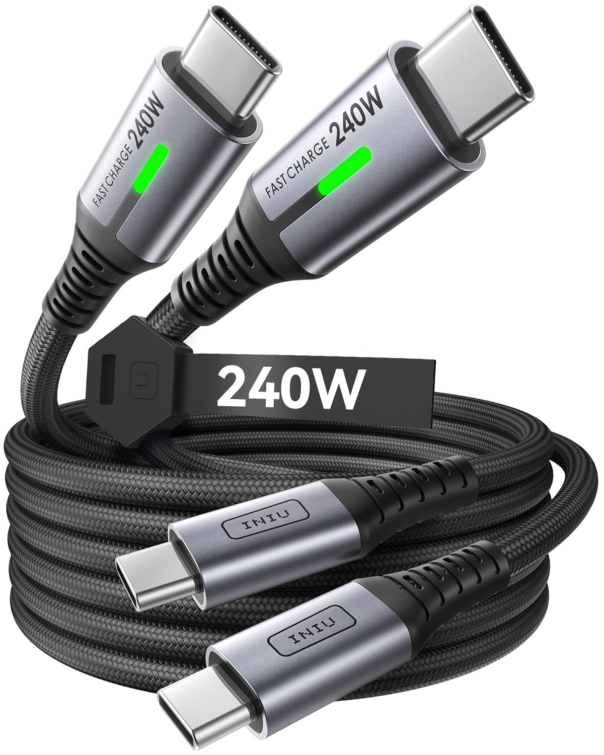 INIU USB C to USB C Cable, 240W 6.6ft Fast Charging Cord, Braided USBC to USBC Phone Charger Cable for Phone 16 15 Pro Max S24 S23 Laptops iPad Switch Steam Deck etc