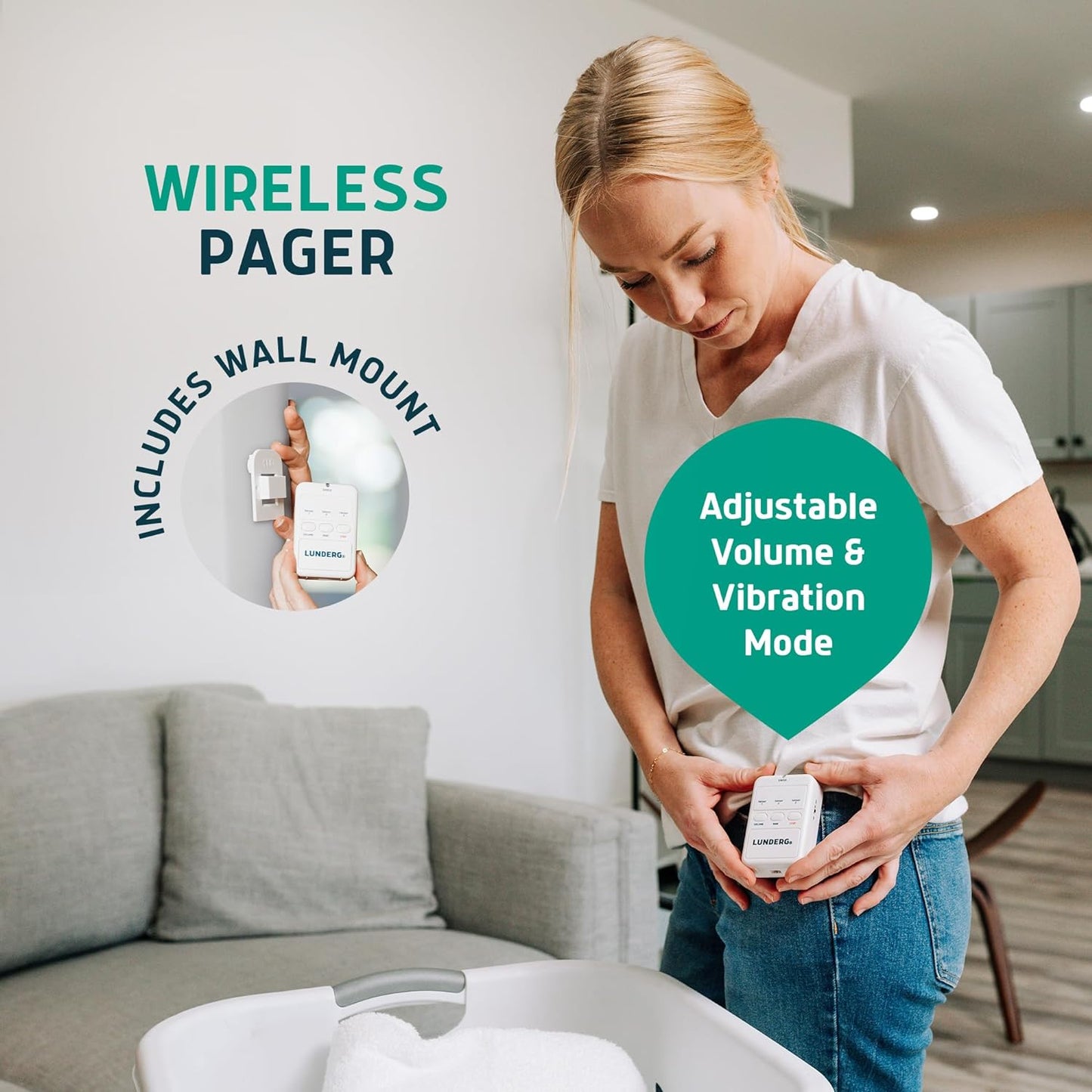 Lunderg Undermattress Bed Alarm for Elderly Adults & Chair Alarm Set - Wireless Early-Alert Mattress Pad, Chair Pad & Pager - Bed Alarms and Fall Prevention for Elderly and Dementia Patients