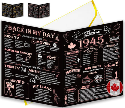 50th Birthday Card, Jumbo CANADA 25x20cm Back in 1975, Gilding Happy 50th Birthday Decoration for Woman, Men, Funny 50 Birthday Gifts for Wife, Husband, Him, Her, Mom