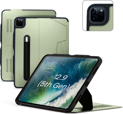 ZUGU iPad Pro 12.9 Case 2022/2021 6th & 5th Generation - Ultra Slim Protective Cover - Wireless Apple Pencil Charging - Convenient 10-Angle Magnetic Stand & Auto Sleep/Wake [ Black ]