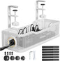 Under Desk Cable Management Tray White, Cinati Cable Management Under Desk No Drill, Cable Tray with Clamp for Desk Wire Management,Desk Cable Management Box for Office, Home - No Damage to Desk