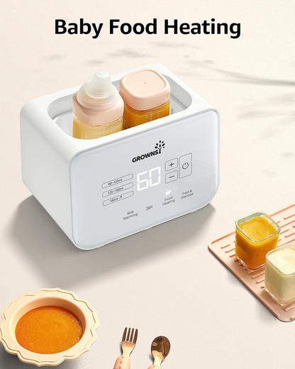 Baby Bottle Warmer, 8-in-1 Fast Milk Warmer with Timer Breastmilk or Formula, Fits 2 Bottles, Accurate Temperature Control, with Defrost, Sterili-zing, Keep, Heat Baby Food Jars Function