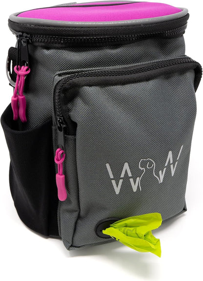 Wolf in Winter Quickdraw XL Dog Treat Pouch Bag for Training with Waste Bag Holder Phone Pocket and Belt Clip – Dog Accessories for Walking Hiking and Puppy Essentials – (Raspberry)