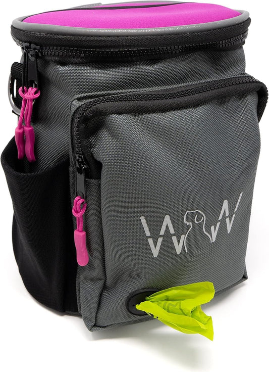Wolf in Winter Quickdraw XL Dog Treat Pouch Bag for Training with Waste Bag Holder Phone Pocket and Belt Clip – Dog Accessories for Walking Hiking and Puppy Essentials – (Raspberry)