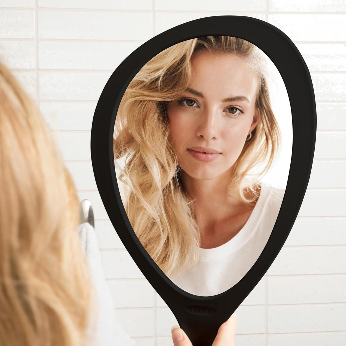 Zadro Salon Professional Extra Large Hand Mirror with Handle, 10" W x 19" L, Multi-Purpose Oval Handheld Mirror with New Distortion-Free Reflection (3, Black, Large (Pack of 3))