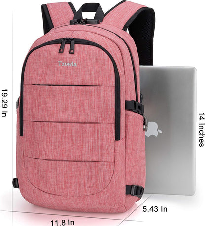Tzowla Laptop Travel Slim School Backpack Water Resistant Anti-Theft Bag with USB Charging Port and Lock 15.6 Inch Computer Business Backpacks for Men Women College Student Gift,Bookbag Casual Daypack