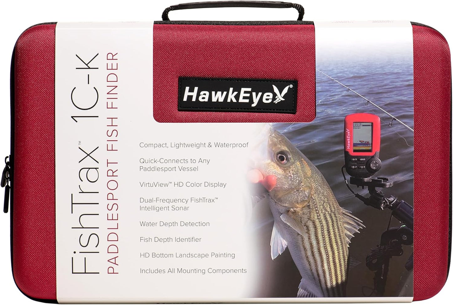 Hawkeye FISHTRAX 1C-K | PADDLESPORT Fish Finder, Red, (FT1PXC-k)