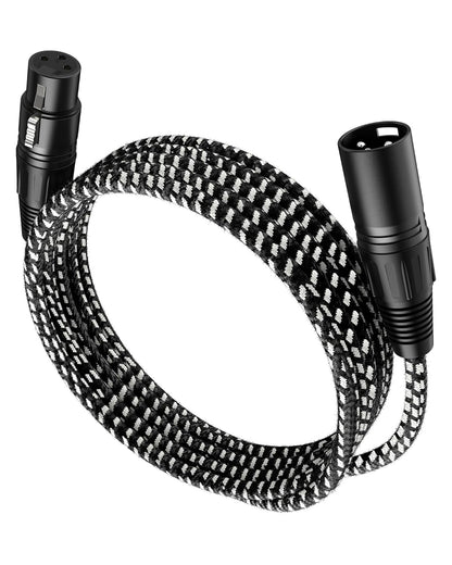 VANDESAIL XLR Cables 25ft 2 Pack, Durable Nylon Braided XLR Microphone Cable, Mic Cable, Shielded and Fully Balanced OFC Male to Female Cord for Recording Mixer Amplifie Speaker Black White