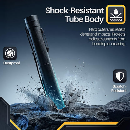 Flexzion Poster, Art, Document Tube with Strap, Expandable Waterproof Plastic Container, Telescoping Cylindrical Storage Case, Portable Paper Holder for Draft Sketch Blueprint, Black, youth large / 11
