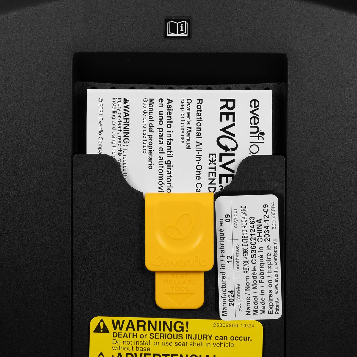 Evenflo Gold Revolve360 Extend All-in-One Rotational Car Seat with SensorSafe - Onyx