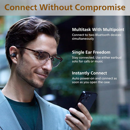 JVC nearphones Open Ear-Cuffs Wireless Headphones with Clasp Mechanism, Multipoint, Single Ear use, BT 5.3, Long Battery Life (up to 24 Hours) - HA-NP1T-A Teal Blue