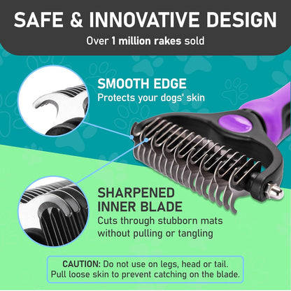Maxpower Planet Pet Grooming Brush - Double Sided Shedding, Dematting - Undercoat Rake for Dogs - Dog Grooming Brush - Deshedding Brush for Dogs - Dog Brush, Cat Brush, Reduce Shedding by 95%, Black