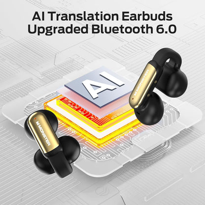 Monster AI Translation Earbuds Open AC601, 3-in-1 Translator Wireless Earbuds, Bluetooth 6.0 Open Earbuds with 115 Languages Translation, Real-Time AI & Touch Control Wireless Headphone