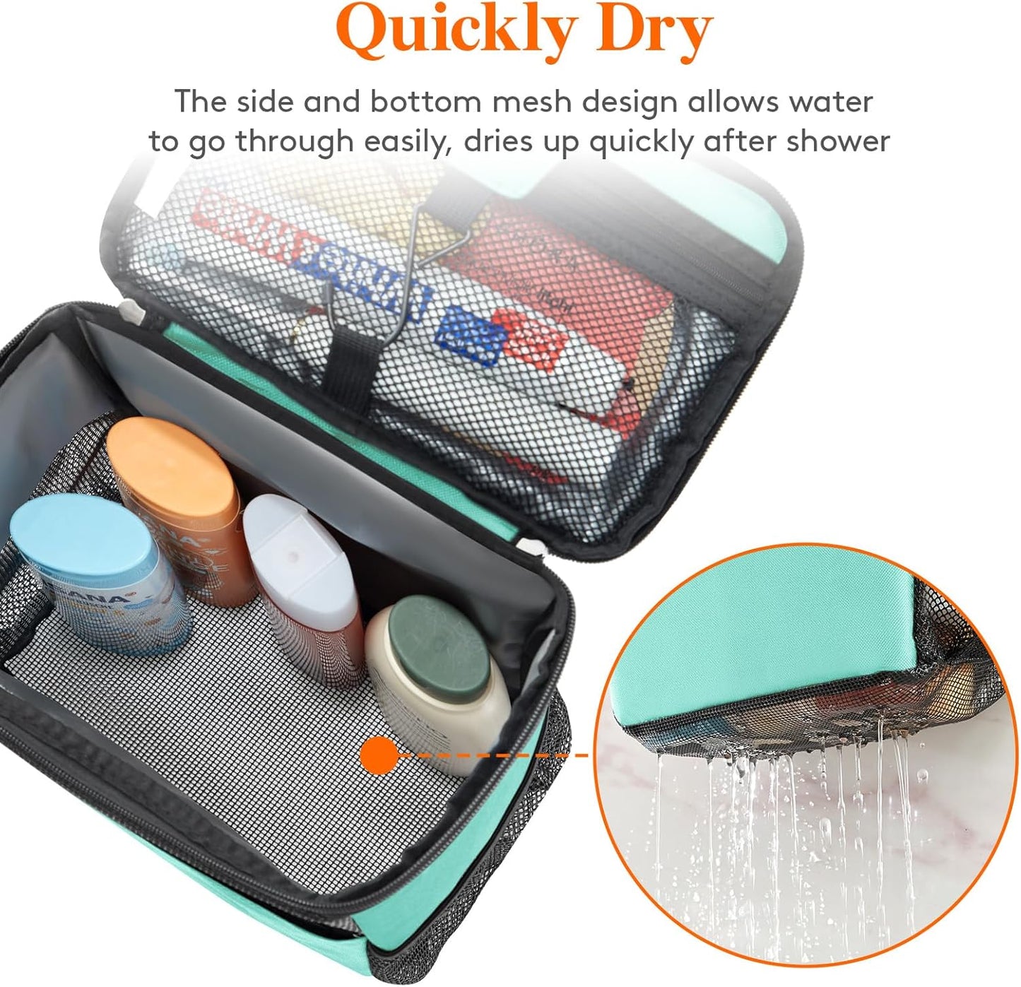 Lifewit Shower Bag Mesh Shower Caddy Portable College Dorm Room Essentials Tote Bag for Bathroom, Gym, Travel, Camping Quick Dry Hanging Shower Organizer Basket Toiletry Bag, Medium, Black