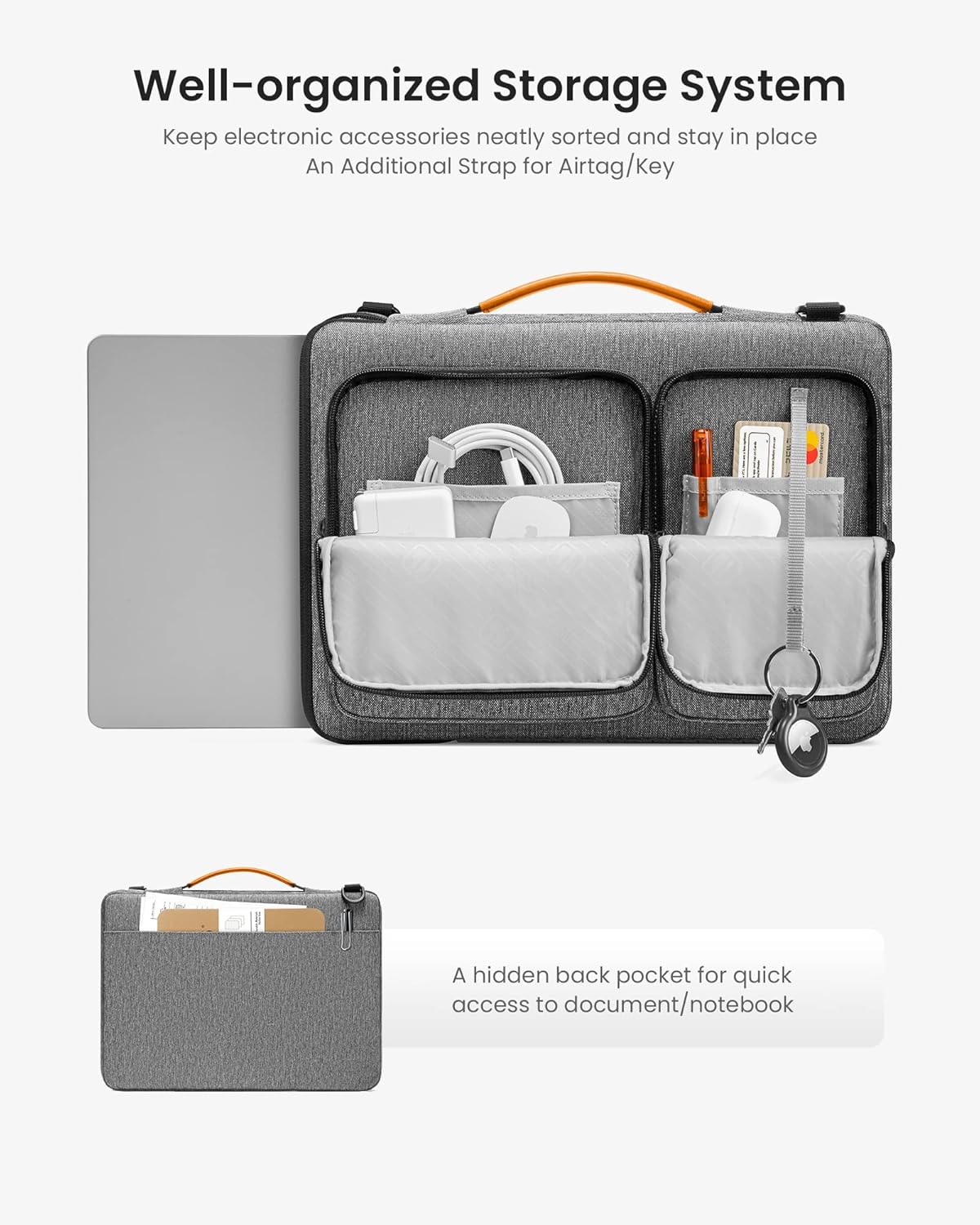 tomtoc 360 Protective Laptop Shoulder Bag for 16-inch MacBook Pro M4/M3/M2/M1 Pro/Max A3403 A3186 A2991 A2485 2024-2019, Water-resistant Sleeve for Dell XPS 15 Surface Book 3 The New Razer Blade 16