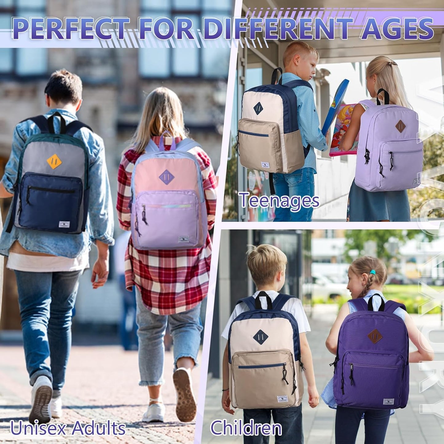 School Backpack for Kids,Lightweight Water Resistant Work Travel Backpack for Women Men Teens VONXURY