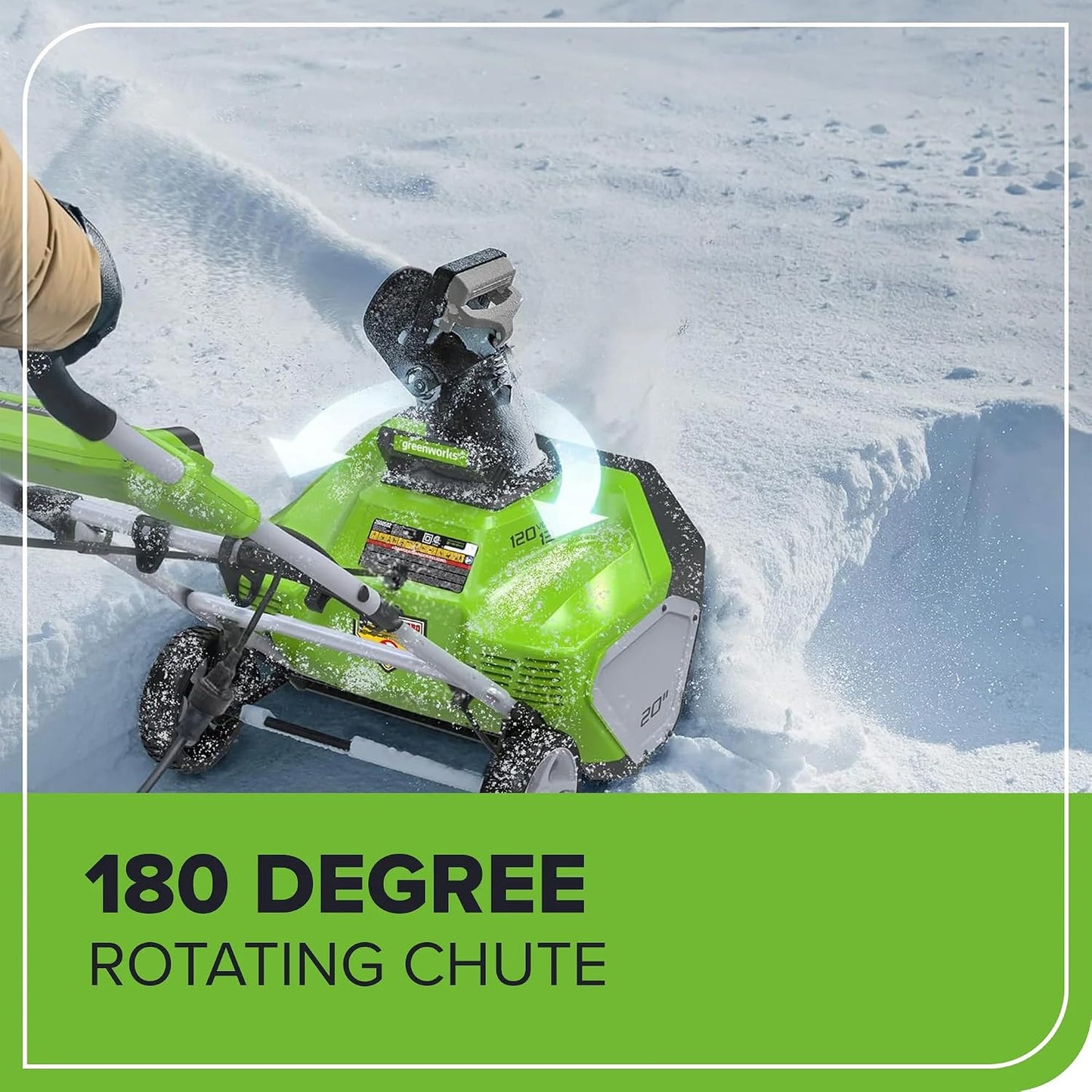 Greenworks 13 Amp 20-Inch Corded Electric Snow Blower-Walk-Behind Snow Thrower with 180° Adjustable Chute & 30FT Throwing Distance & 8" Clearing Depth, Ideal for Driveway, Walkway & Yard Snow Removal