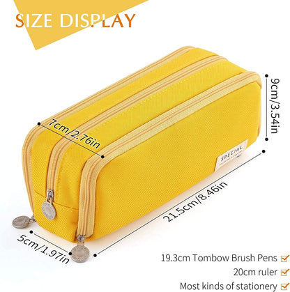Big Capacity Pencil Case, OLIYuMi 3 Compartment Pencil Pouch Pencil Bag Storage Box Stationery Organizer Makeup Bag with Zipper Closure for Student Office College Boys and Girls (Pink)
