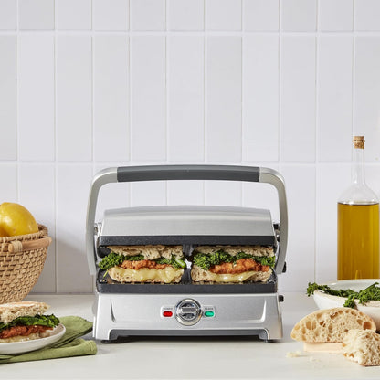Cuisinart Compact Electric Griddler, 5 Ways to Cook, Non-Stick Cooking Plates, Silver (GR-102C)