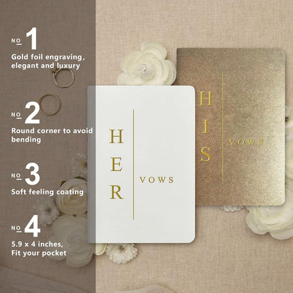 WeddingGiftsWedding Vow Books His and Hers Soft Touch Gold Foil Engraving Vow Books Wedding Essentials Wedding Accessories(TR-HH-Black)