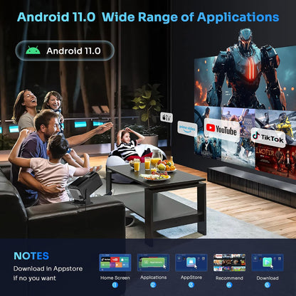 [Built-in Apps] Mini Projector 4k 1080P Support,180°Adjustable Stand Portable Projector with WIFI6 Bluetooth,Auto Keystone,Movie Projector Compatible with Smartphone/HDMI/USB