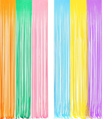 GREATRIL Iridescent Party Tinsel Fringe Backdrop Decorations - Holographic Foil Streamers Curtain for Mermaid/Under The Sea/Frozen/Ocean/Disco/Birthday Themed 3.2ft x 6.5ft - 2 PCS