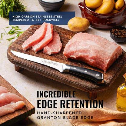 Cutluxe Curved Boning Knife – 6" Boning Knife for Meat Cutting, Fillet Knife – High Carbon German Steel, Full Tang & Ergonomic Handle Design – Artisan Series