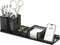 SUPEASY Desk Organizers and Accessories for Office Supplies Organization with 6 Compartments, Desk Organizer with Phone Holder, Pen Holder, Sticky Note Tray, Black