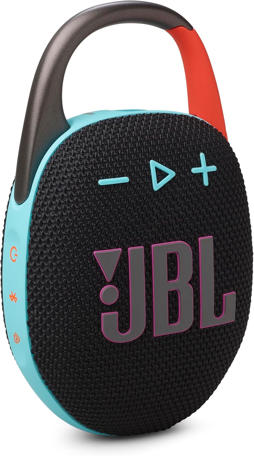 JBL Clip 5 - Ultra-Portable, Waterproof & Dustproof Bluetooth Speaker, Big Pro Sound with Punchy bass, Integrated Carabiner, Up to 12 Hours of Play, Recycled Materials (Black & Orange)
