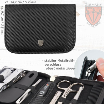 3 Swords Germany - brand quality 10 piece manicure pedicure grooming kit set for professional finger & toe nail care scissors clipper fashion leather case in gift box, Made by 3 Swords (003164)