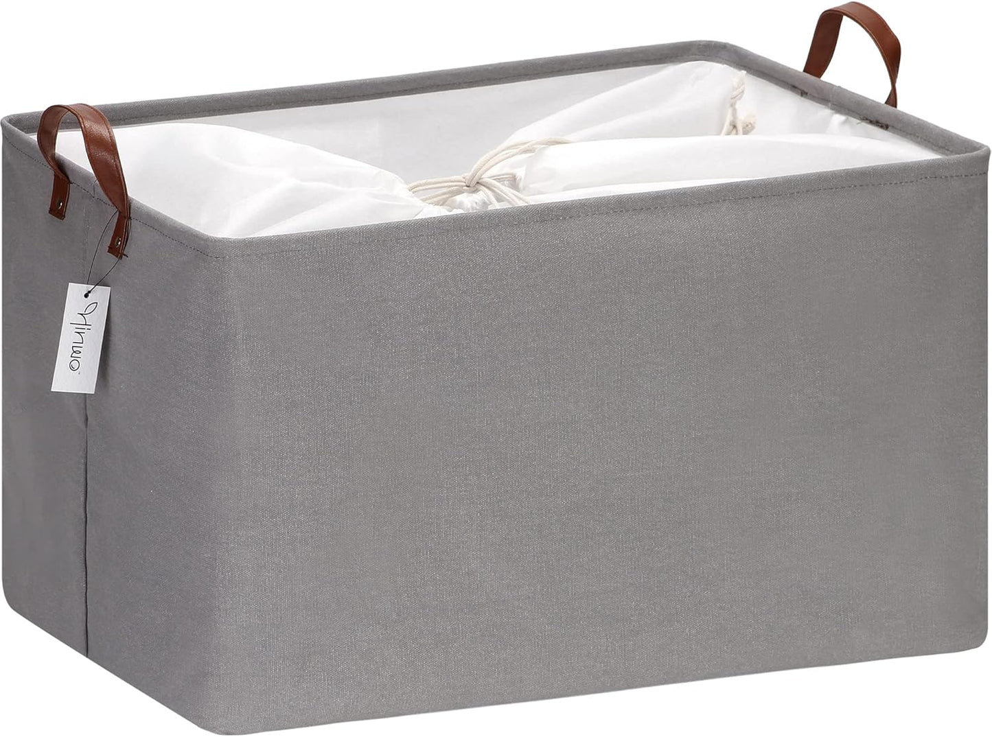 Hinwo 6-Pack Small Canvas Fabric Storage Baskets Set with Handles, Open Storage Bins, Cube Storage Organizer, Shelf Organizer Bins for Closet, 7.9L, 12 x 8 x 5 Inches, Grey Stripe