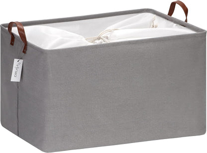 Hinwo 6-Pack Small Canvas Fabric Storage Baskets Set with Handles, Open Storage Bins, Cube Storage Organizer, Shelf Organizer Bins for Closet, 7.9L, 12 x 8 x 5 Inches, Grey Stripe