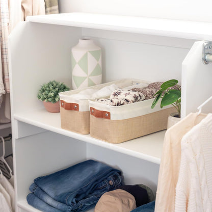 OrganiHaus Large Fabric Storage Baskets for Shelves 3 Pack, 15x11in Closet Storage Bins for Shelves, Cloth Baskets, Fabric Storage Cubes, Linen Closet Organizers, Fabric Basket, White Basket