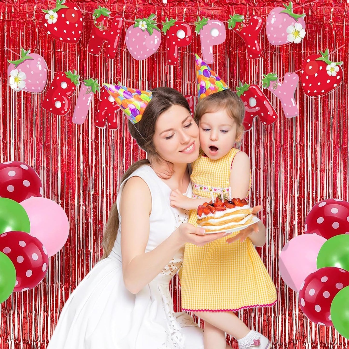 BRAVESHINE Pink Glitter Tinsel Foil Fringe Curtain - 2 Pcs 3.2x8.2 ft Metallic Party Supplies Photo Backdrop for Girl Princess Birthday Unicorn Bachelorette Butterfly Bridal Shower Party Decorations