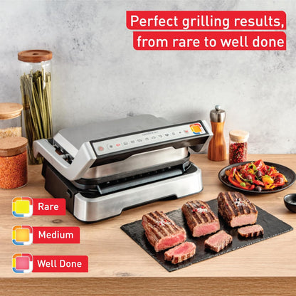 T-fal Optigrill, Electric Indoor Grill, 6 Auto Cooking Modes, Smart Sensor Techology, Nonstick removable plates, Stainless Steel Exterior, Panini Press, Precision Grilling