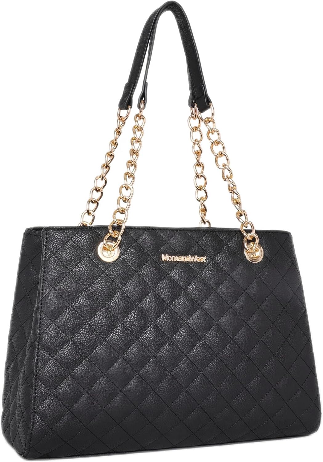 Montana West Quilted Chain Shoulder Bag for Women Medium Handbag Tote Purse - PuriLite